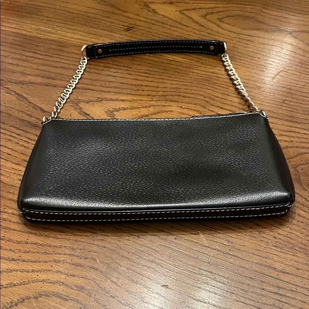 Kate Spade‎ Black Leather Zip Chain Baguette Bag
